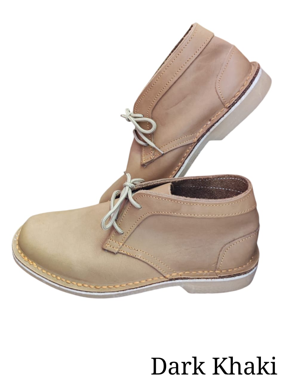416 Mens Lace Up Vellies in Dark Khaki