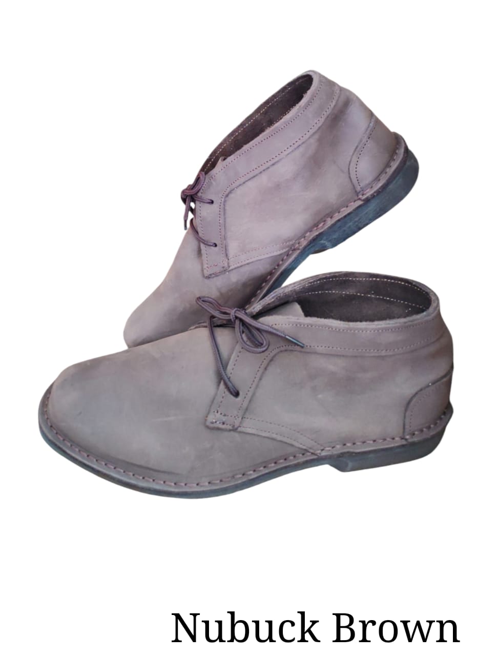 416 Mens Lace Up Vellies in Nubuck Brown