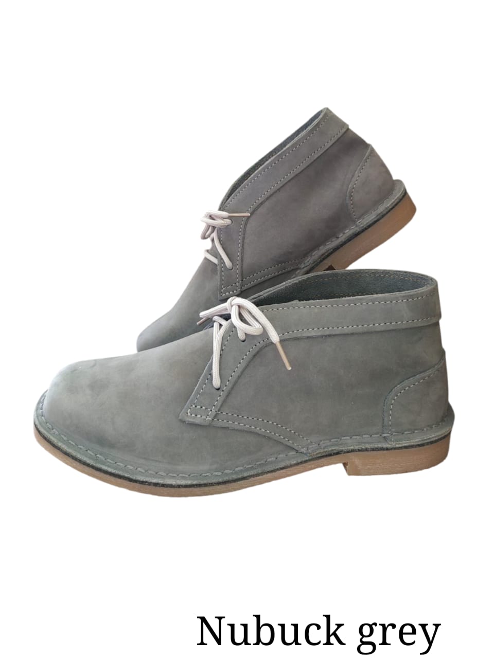 416 Mens Lace Up Vellies in Nubuck Grey