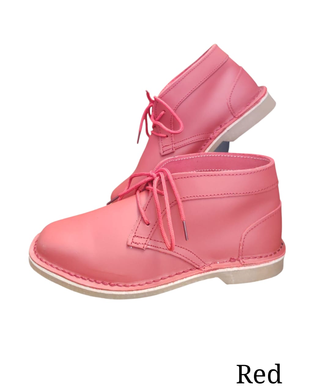 416 Mens Lace Up Vellies in Red