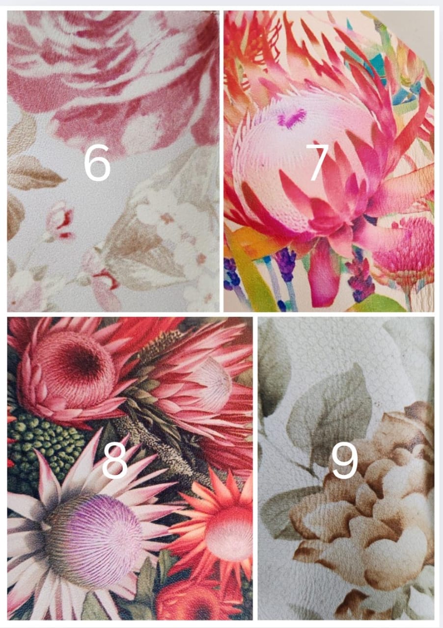 Printed design colour chart, designs 1 to 5