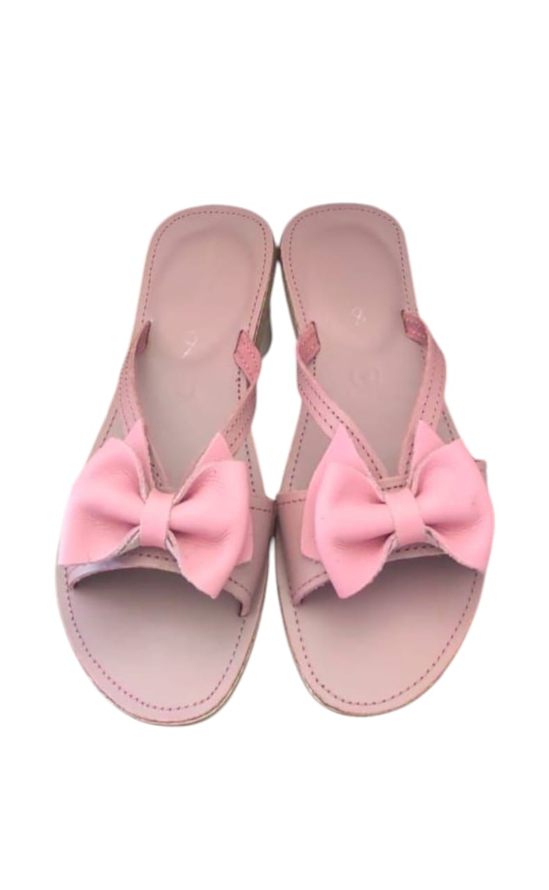 Ladies bow slip on sandal - baby pink