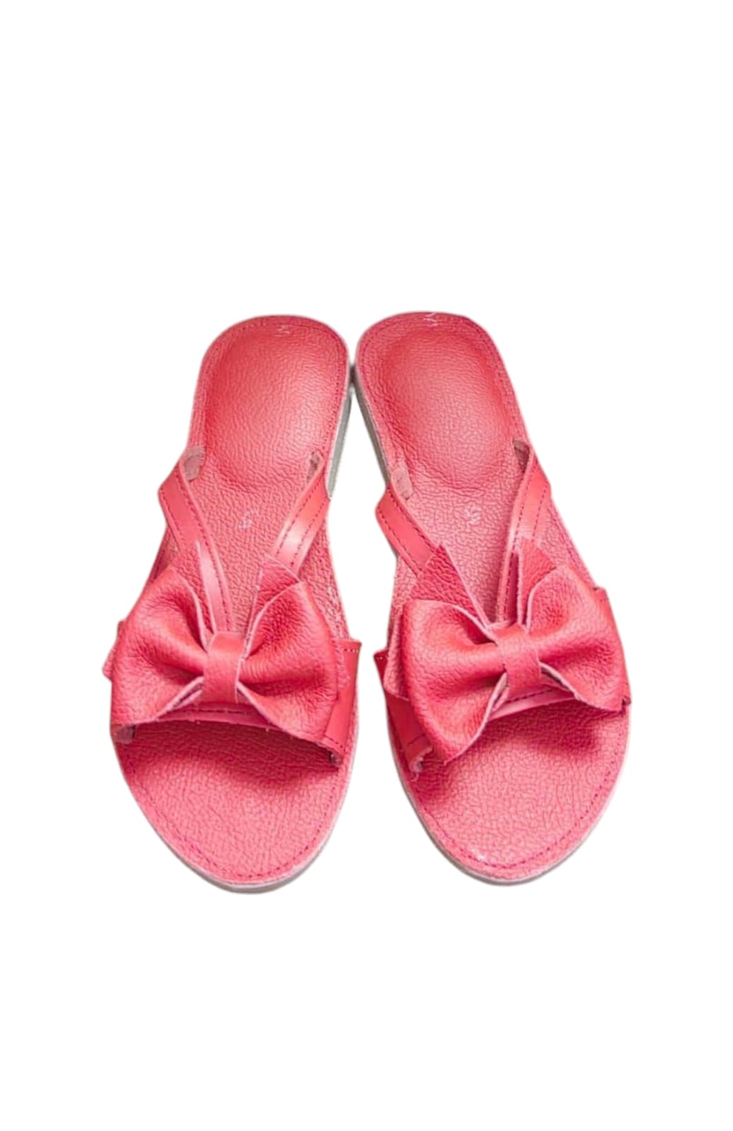 Ladies bow slip on sandal - red