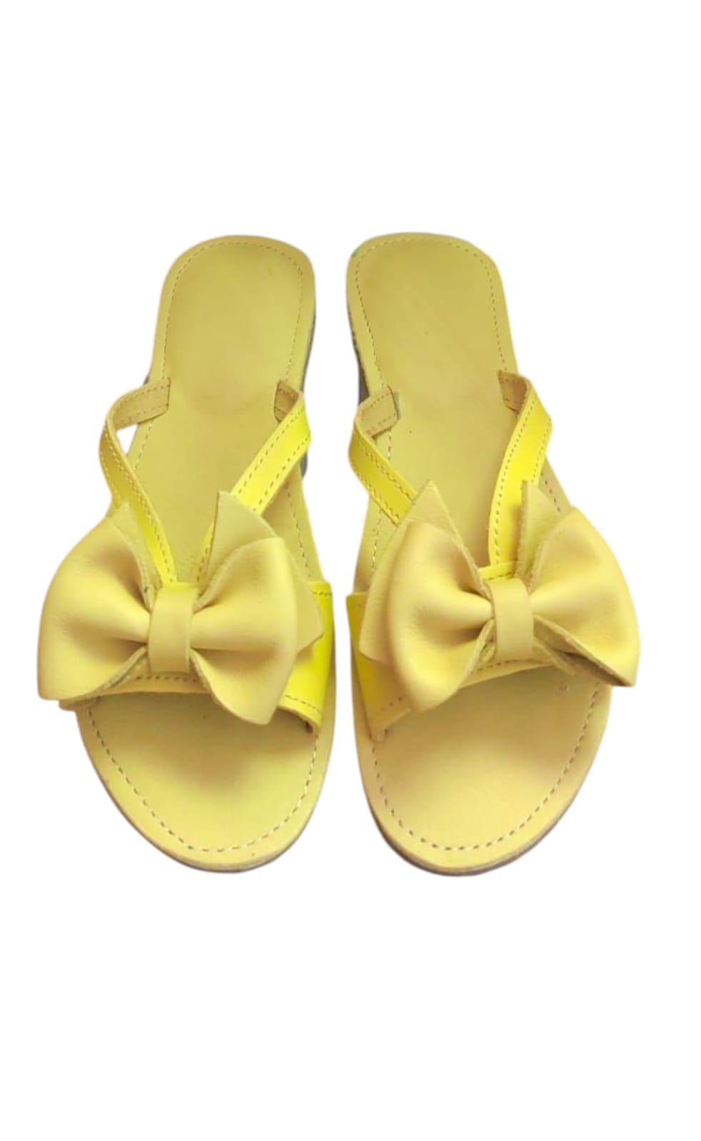Ladies bow slip on sandal - yellow