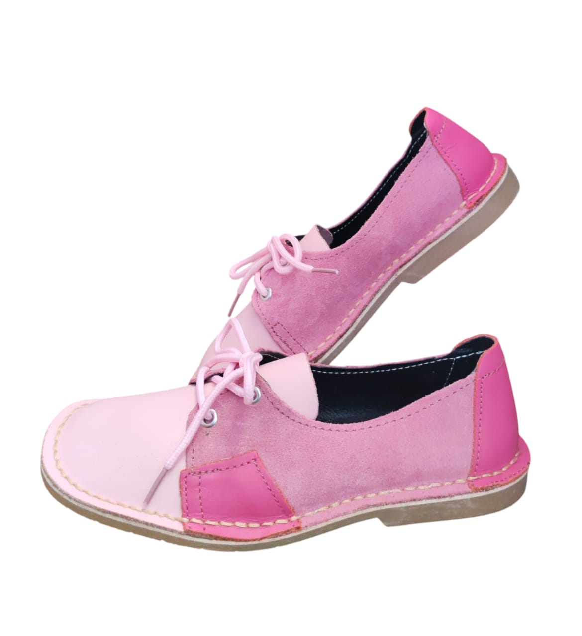 Ladies Leather Patchy Vellies - PINK