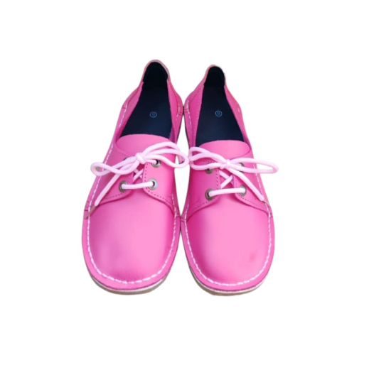 Ladies Leather Plain Two Tone Vellies - DARK PINK