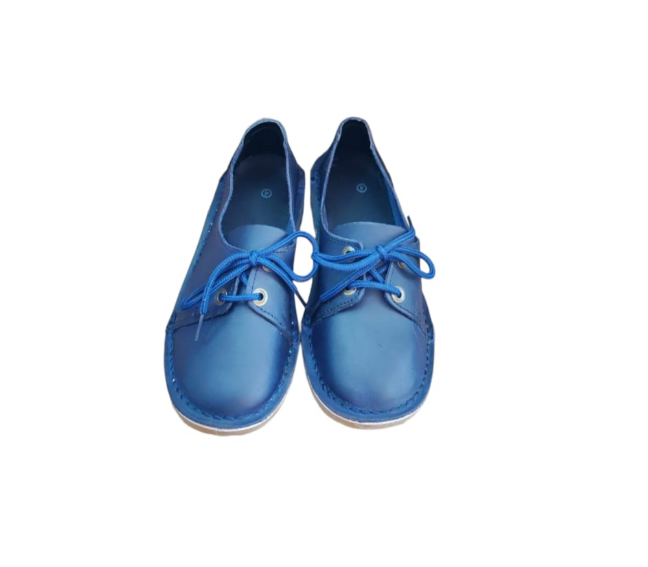 Ladies Leather Plain Two Tone Vellies - ROYAL BLUE