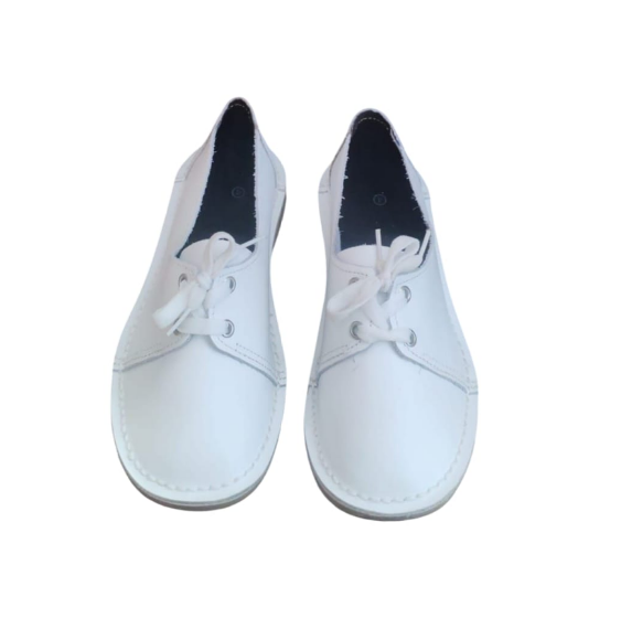 Ladies Leather Plain Two Tone Vellies - White