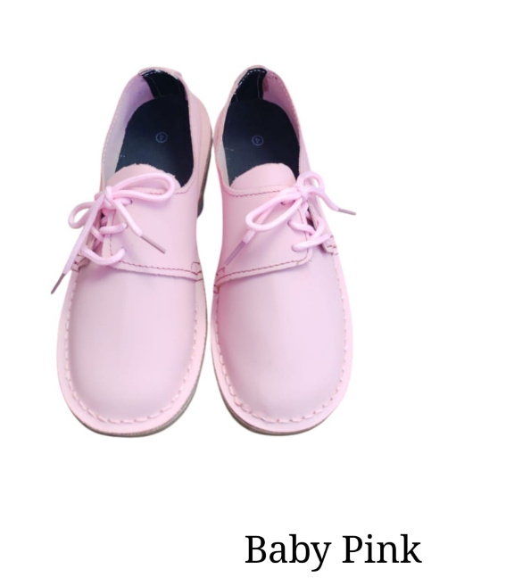 Ladies Leather Side Lace Vellies - BABY PINK