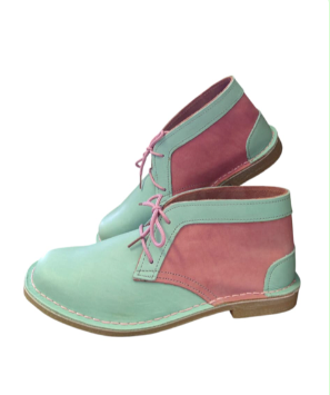 416 Multi Colour Lace Up Vellies in mint and wine