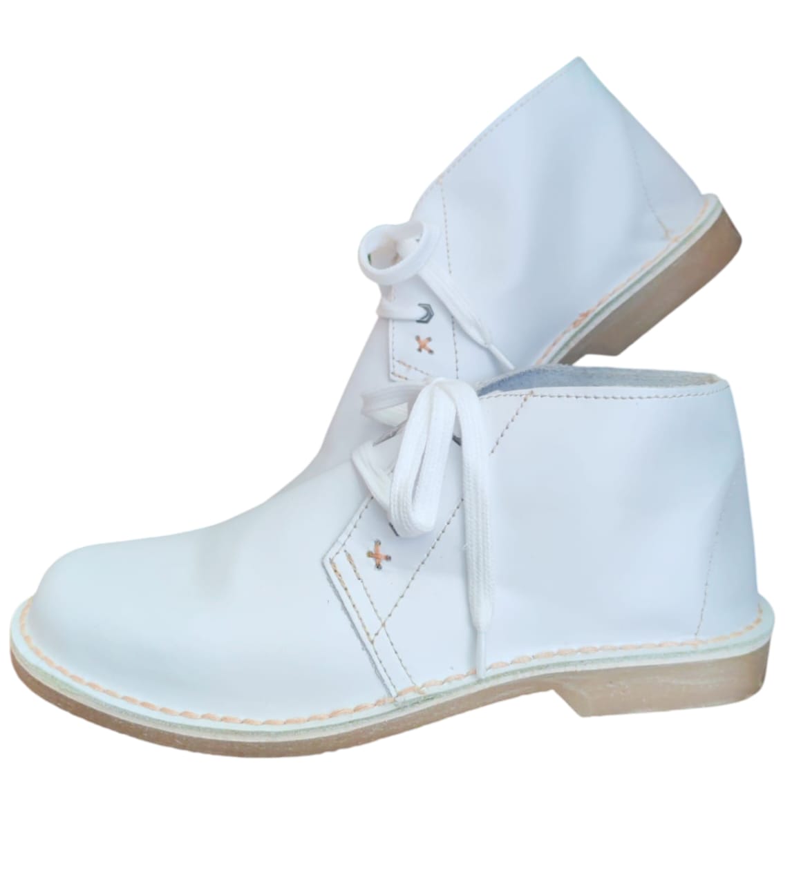 421B Lace Up Vellies in White