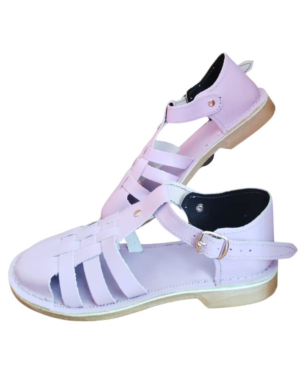White leather fisherman sandals