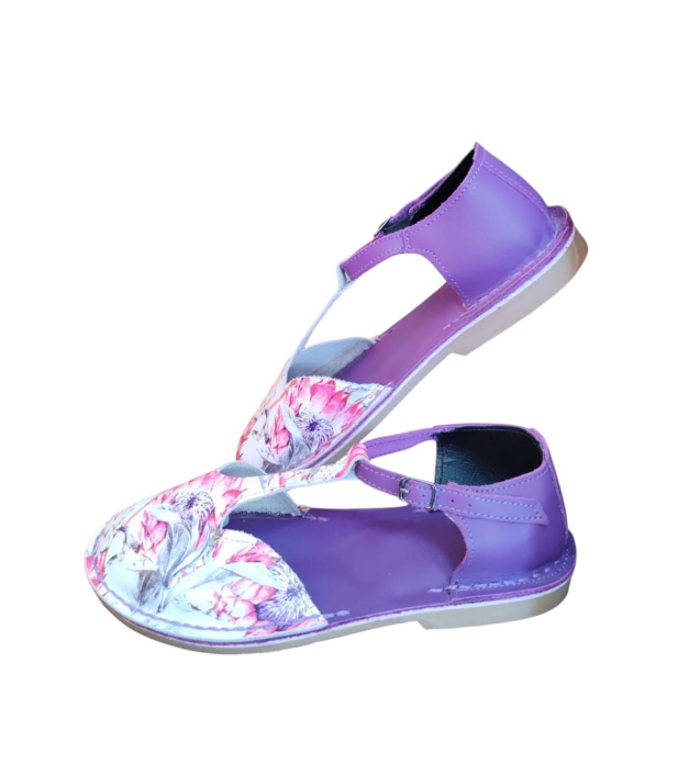 Ladies Leather Printed Anika Baby Doll - Purple / Protea